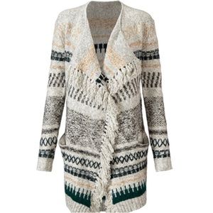 Cabi Shetland Sweater, long cardigan, size M (fits M-L)